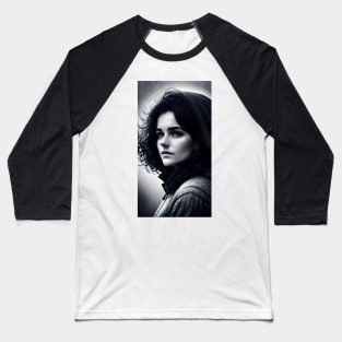 Black and White Portrait of a Girl Baseball T-Shirt